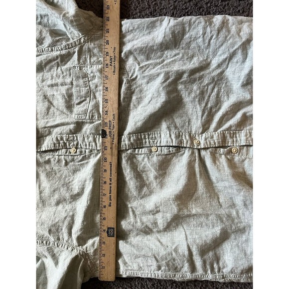 H&M Men's Long Sleeve Button Up Regular Fit Linen Blend Shirt Size L Green - Picture 5 of 6